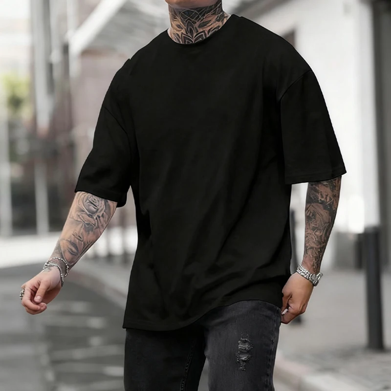 Black 450g Heavyweight Cotton  - Undershirt Crew Neck 评论和价格