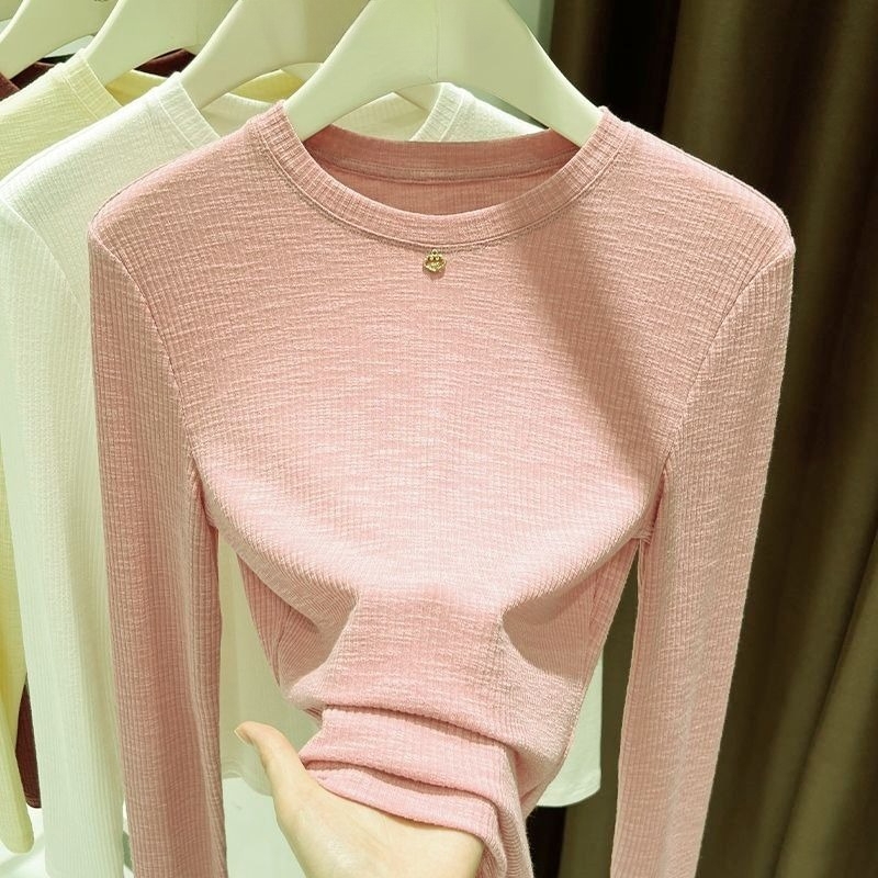 Women Slub Cotton Long Sleeve  - Undershirt Crew Neck 评论和价格